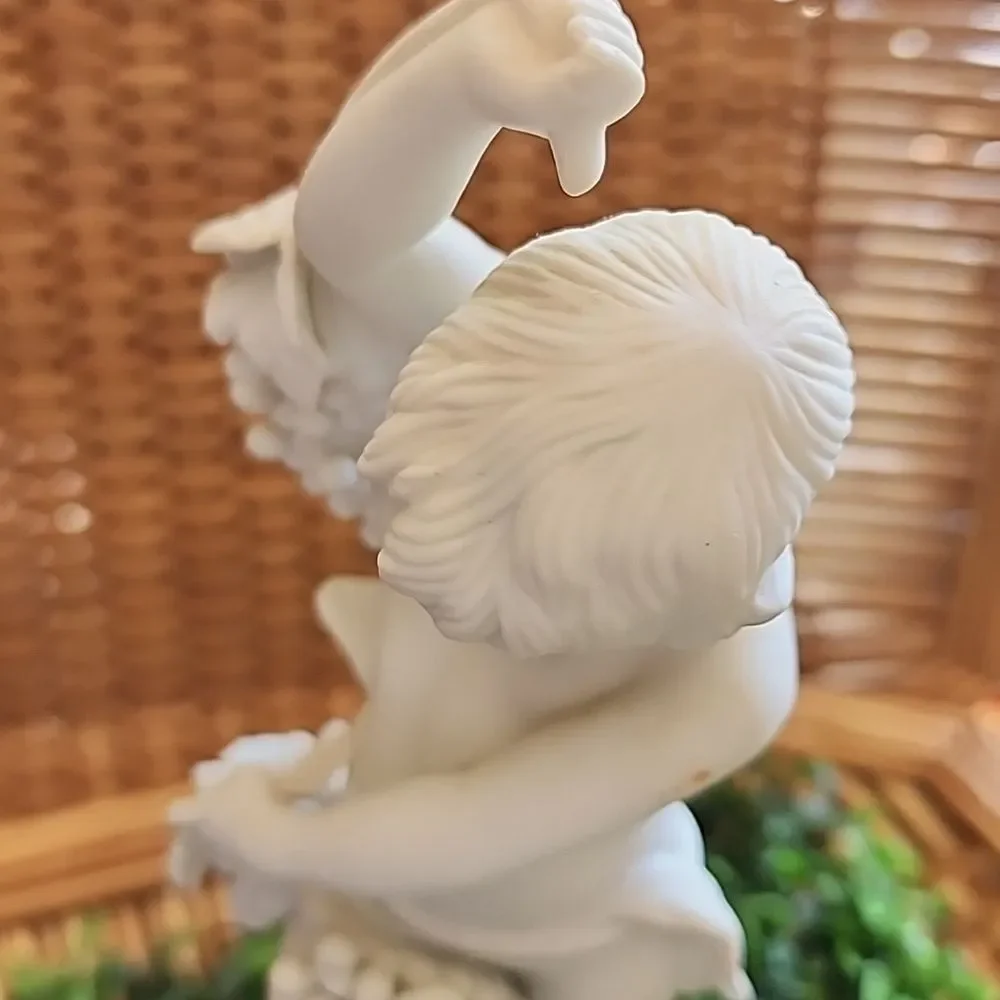 Vintage Bisque Porcelain Cherub Boy Holding Grapes Andrea By Sadek 1952